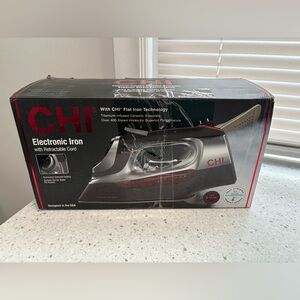 CHI Electronic Iron with Retractable Cord - Black and Red